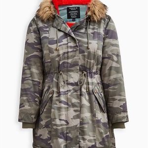 Torrid Jacket 3X (22-24) Parka Coat Camo Fur Lined Hooded Plus Size Puffer NWOT